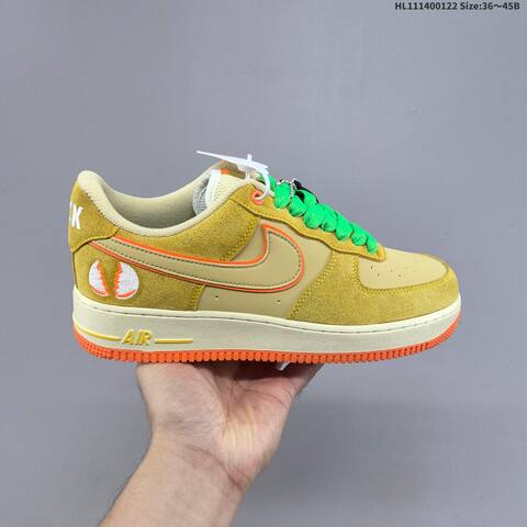 Nike Air Force 1 Low Tan Olive Green Orange Cream EU 36-45 Sneaker - Unisex (BS-61827)