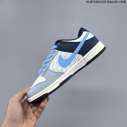 Nike SB Dunk Low Supreme White Grey Light Blue Navy Blue EU 36-45 Skate Shoe - Unisex (BS-62408)
