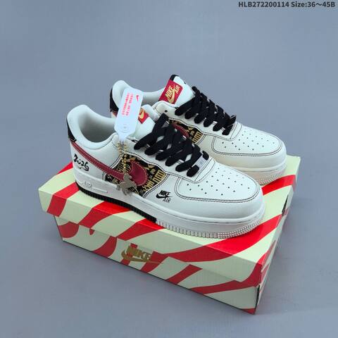 Nike Air Force 1 07 LV8 QW5288 Off White Red Black Gold EU 36-45 Sneaker - Unisex (BS-62001)