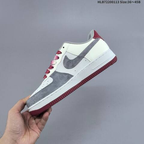Nike Air Force 1 07 LV8 Off White Grey Burgundy Pink EU 36-45 Skate Shoe - Unisex (BS-62020)