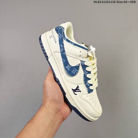 Nike SB Dunk Low Cream White Navy Blue EU 36-45 Skate Shoe - Unisex (BS-63028)
