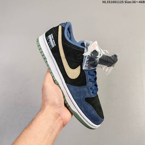 Nike SB Dunk Low Black Navy Blue Gold White Green EU 36-46 Skate Shoe - Unisex (BS-63082)