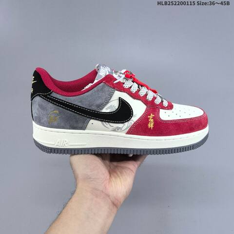 Nike Air Force 1 07 Low Red White Gray Black EU 36-45 Sneaker - Unisex (BS-61967)