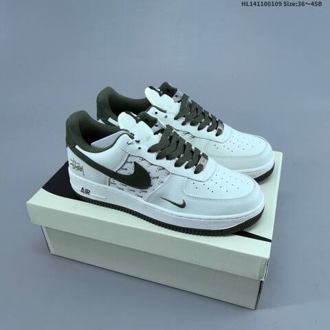 Nike Air Force 1 07 White Dark Green Dark Grey Red EU 36-45 Sneaker - Unisex (BS-62120)