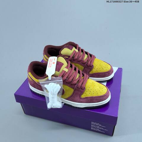Nike SB Dunk Low Pro Burgundy Yellow Sail Black EU 36-45 Skate Shoe - Unisex (BS-61097)