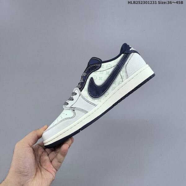 Nike Air Jordan 1 white/navy blue/grey with monogram print EU 36-45 lifestyle