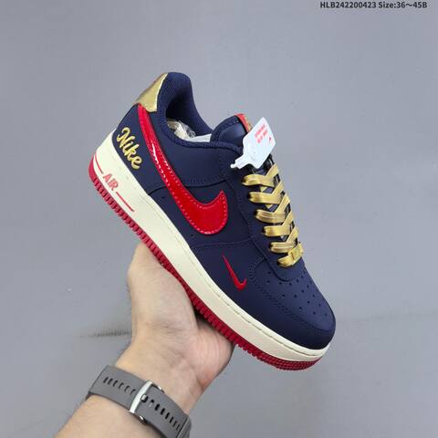 Nike Air Force 1 07 LV8 Black Navy Red Gold White EU 36-45 Sneaker - Unisex (BS-60574)