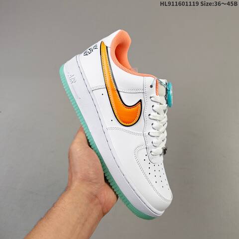 Nike Air Force 1 07 White Orange Light Green EU 36-45 Sneaker - Unisex (BS-63441)