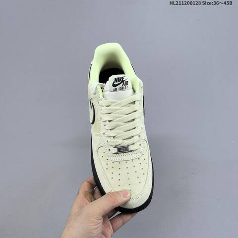 Nike Air Force 1 07 Light Beige Black Neon Green EU 36-45 Sneaker - Unisex (BS-61704)