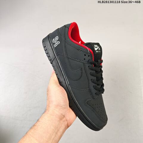 Nike SB Dunk Low Pro Black Red White EU 36-46 Skate Shoe - Unisex (BS-63491)