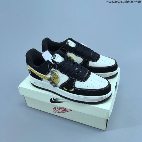 Nike Air Force 1 07 LV8 Black White Yellow Brown EU 36 45 Sneaker EU 36-45 - Unisex (BS-61383)