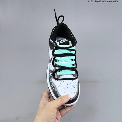 Nike SB Dunk Low DIY Custom White Black Grey Mint Green EU 40-46 Skate Shoe - Men's (BS-59908)