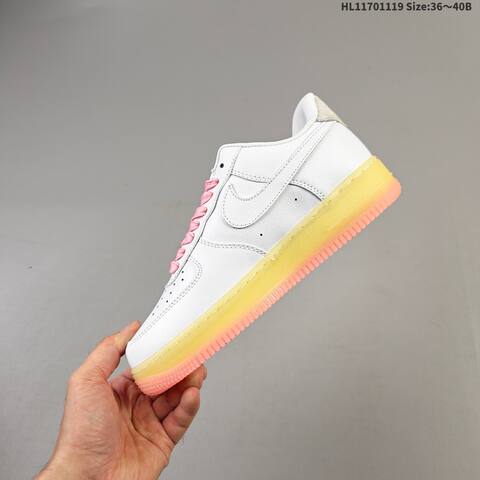 Nike Air Force 1 07 White Pink Yellow Iridescent EU 36-40 Sneaker - Unisex (BS-63435)