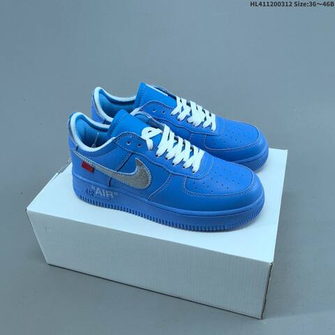 Nike Air Force 1 Low Off White Black Silver White Orange Blue Red EU 36-46 Sneaker - Unisex (BS-61364)