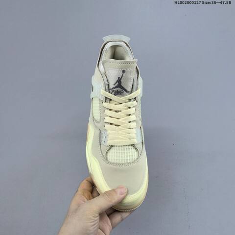 Off-White x Air Jordan 4 Retro Cream Sail OW AIR JORDAN 4 Aj4 Lifestyle (BS-66801)