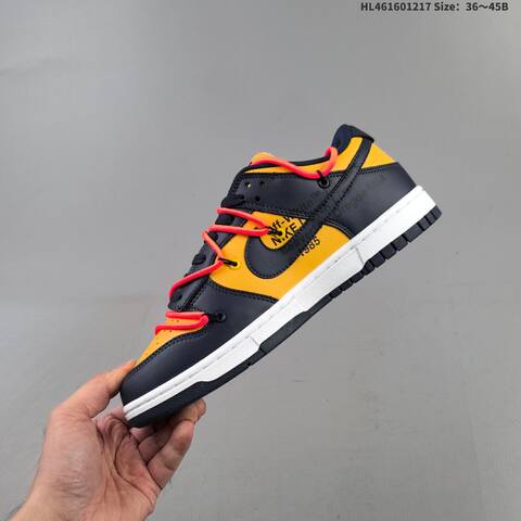 Nike Off-White x Nike Dunk Low Yellow Navy Neon Pink White EU 36-45 Skate Shoe - Unisex (BS-62618)