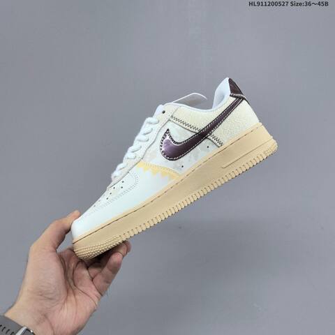 Nike Air Force 1 07 White Beige Burgundy Pale Yellow EU 36-45 Skate Shoe - Unisex (BS-60078)