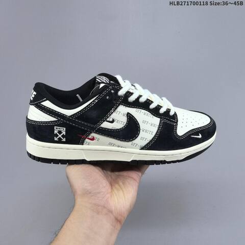 Nike SB Dunk Low Off White Custom Black Off White Red EU 36-45 Skate Shoe - Unisex (BS-61935)