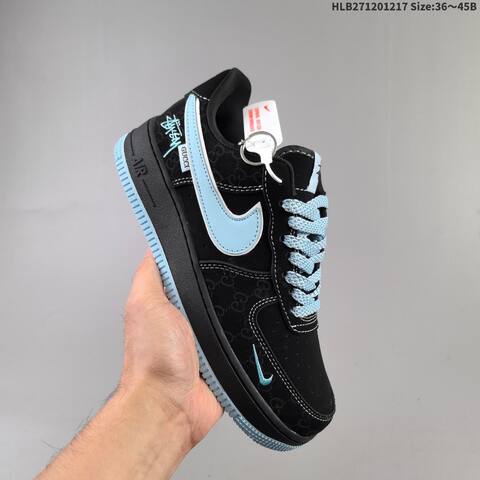 Nike Air Force 1 07 Low Black Light Blue White Beige Green Brown EU 36-45 Skate Shoe - Unisex (BS-62617)