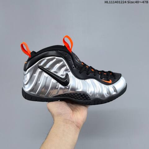 Nike Air Foamposite One Metallic Silver Black Orange EU 40-47 Basketball Shoe - Men's (BS-62486)