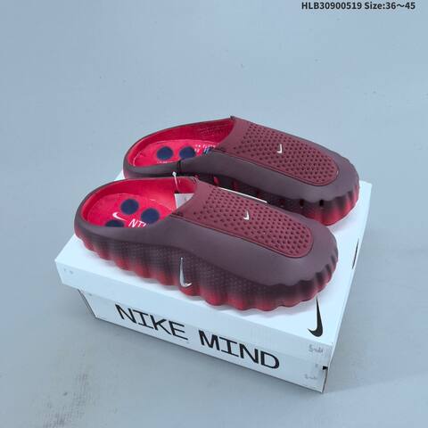 Nike Mind 001 Burgundy Red Silver EU 36-45 Slides - Unisex (BS-60268)