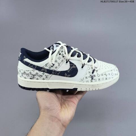 Nike Dunk SB Low Louis Vuitton Custom Off White Black Navy EU 36-45 Skate Shoe - Unisex (BS-61946)