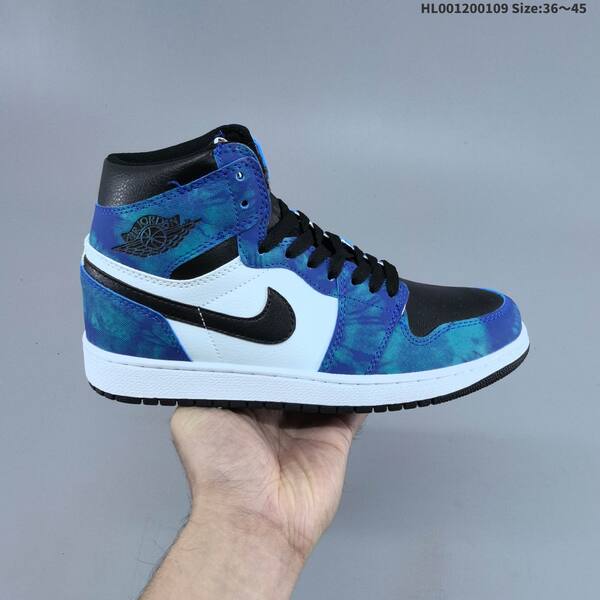 Nike Air Jordan 1 High OG black/blue/white tie-dye 36~45 basketball