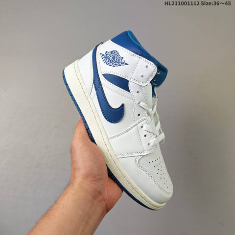 Air Jordan 1 Mid White Blue AIR JORDAN 1 Aj1 1 S Lifestyle (BS-67840)