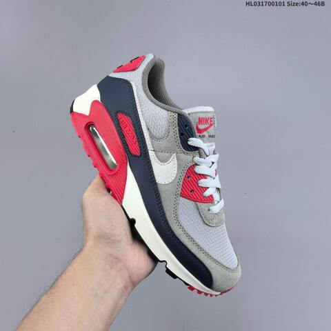 Nike Air Max 90 Grey Black White Red Navy EU 40-46 Running Shoe - Men's (BS-62278)