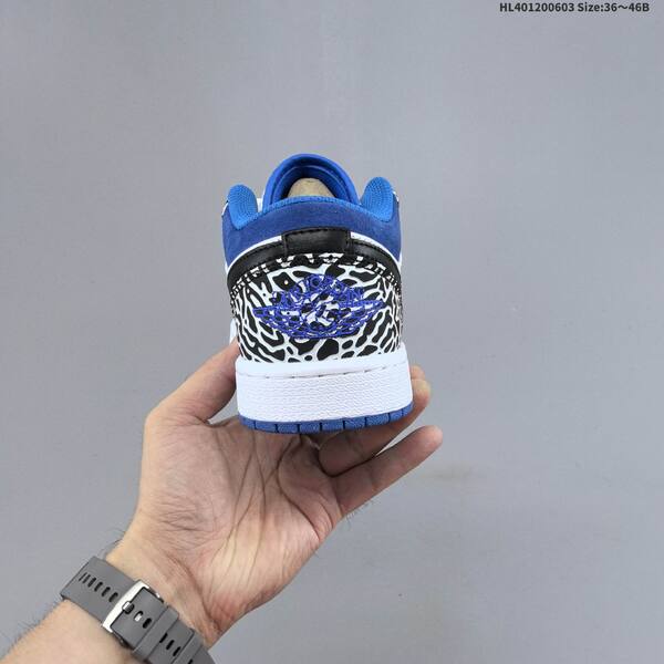 Jordan Air Jordan 1 Low white/gray/blue/black with elephant print 36~46B casual
