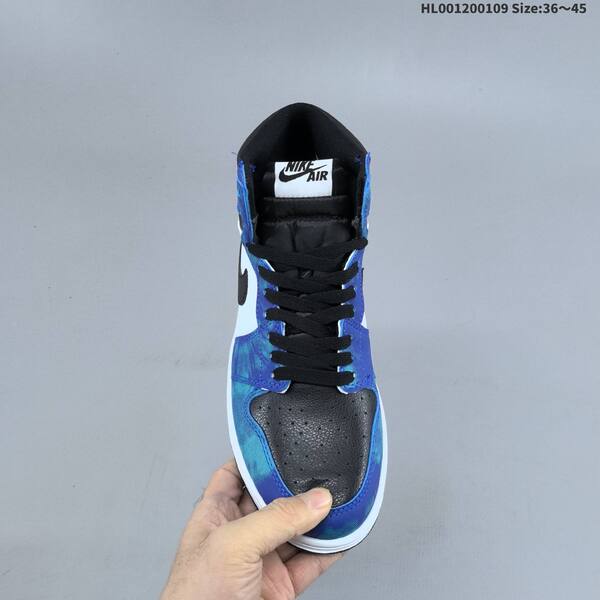 Nike Air Jordan 1 High OG black/blue/white tie-dye 36~45 basketball