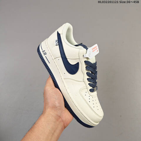 Nike Air Force 1 07 LV8 SM6668-122 Sail Navy Blue White EU 36-45 Sneaker - Unisex (BS-63333)