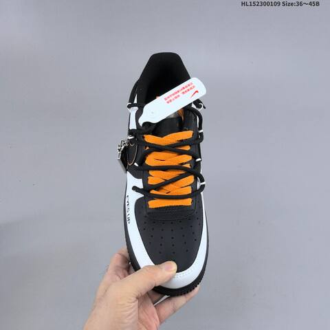 Nike Air Force 1 Low 07 Black White Orange EU 36-45 Sneaker - Unisex (BS-62107)