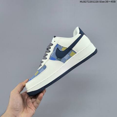 Nike Air Force 1 07 LV8 Off White Navy Blue Multicolor EU 36-45 Sneaker - Unisex (BS-62365)