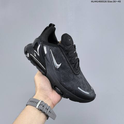 Nike Air Max 270 Flyknit Black Metallic Silver EU 36-45 Running Shoe - Unisex (BS-60106)