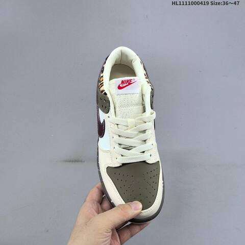Nike SB Dunk Low Pro Cream Olive White Burgundy Leopard EU 36-47 Skate Shoe - Unisex (BS-60642)