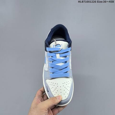 Nike SB Dunk Low Supreme White Grey Light Blue Navy Blue EU 36-45 Skate Shoe - Unisex (BS-62408)