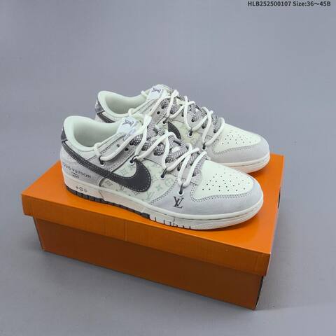 Nike SB Dunk Low Louis Vuitton Custom Off White Light Gray Dark Gray EU 36-45 Skate Shoe - Unisex (BS-62168)