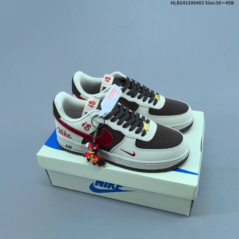 Nike Air Force 1 07 Low White Burgundy Blue Gold EU 36-45 Sneaker - Unisex (BS-60955)