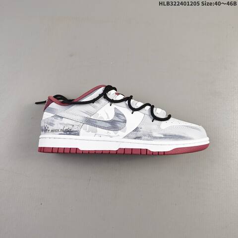 Nike SB Dunk Low Retro DIY White Grey Burgundy Black EU 40-46 Skate Shoe - Men's (BS-62812)