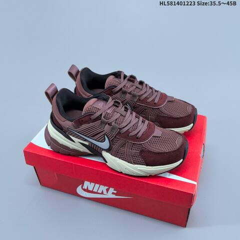 Nike V2K Run Burgundy Silver White Brown EU 35 5-45 Running Shoe - Unisex (BS-62498)