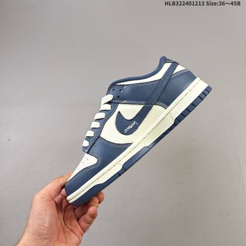 Nike SB Dunk Low Retro DIY Stussy Sail Navy Blue White EU 36-45 Skate Shoe - Unisex (BS-62720)