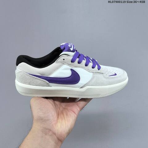Nike SB Force 58 Light Grey White Purple Black EU 36-45 Skate Shoe - Unisex (BS-61900)