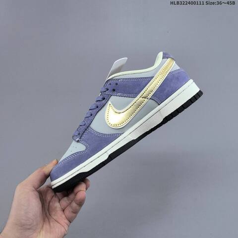 Nike Dunk Low Retro DIY Light Grey Purple Gold White EU 36-45 Skate Shoe - Unisex (BS-62058)