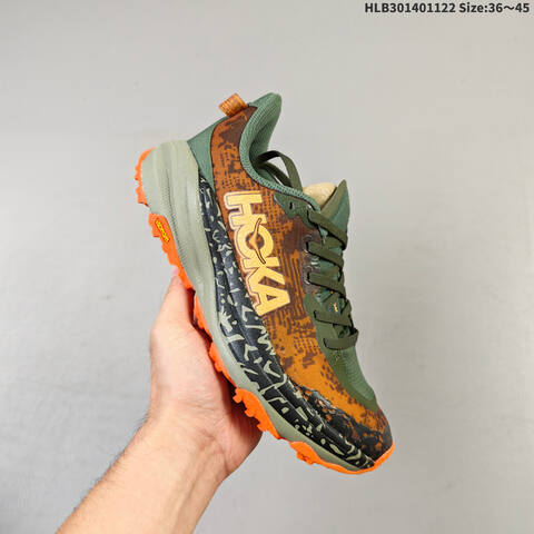 HOKA ONE ONE Speedgoat 6 Green Brown Black Orange EU 36-45 Trail Shoe Trail Running Sneakers - Unisex (BS-69453)