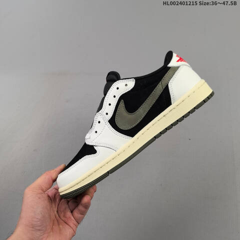 Travis Scott x Air Jordan 1 Low Medium Olive 5 0 AIR JORDAN 1 Aj1 Lifestyle (BS-67431)