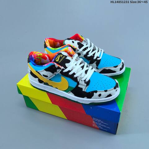 Nike SB Dunk Low Pro QS Chunky Dunky CU3244 100 White Black Blue Yellow Green EU 36 45 Skate Shoe EU 36-45 - Unisex (BS-62299)