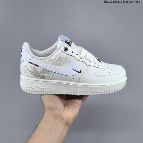 Nike Air Force 1 07 IQ1119 011 Off White White Burgundy Multicolor EU 36 45 Sneaker EU 36-45 - Unisex (BS-62343)