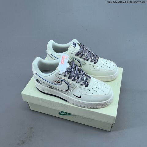 Nike Air Force 1 07 LV8 Stussy Off White Navy Red Light Blue EU 36-45 Sneaker - Unisex (BS-60227)