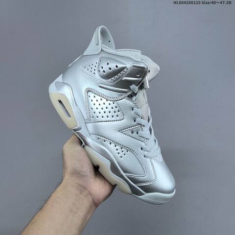 PSG x Air Jordan 6 Retro Paris Silver Metallic AIR JORDAN 6 Aj6 Lifestyle (BS-66835)
